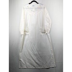 Vintage Lily Shanghai Cream Polka Dot Embroidered Long Sleeve‎ Nightgown Gown